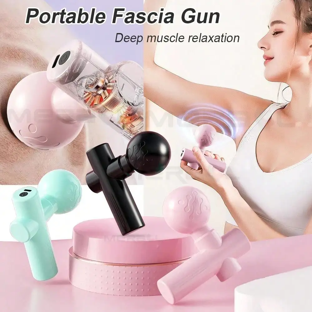 Massage Gun - 2026ミニマッサージガン 筋膜マシン 筋肉弛緩 振動ガン ポータブルロッドマッサージ ネックボディ筋膜ガン