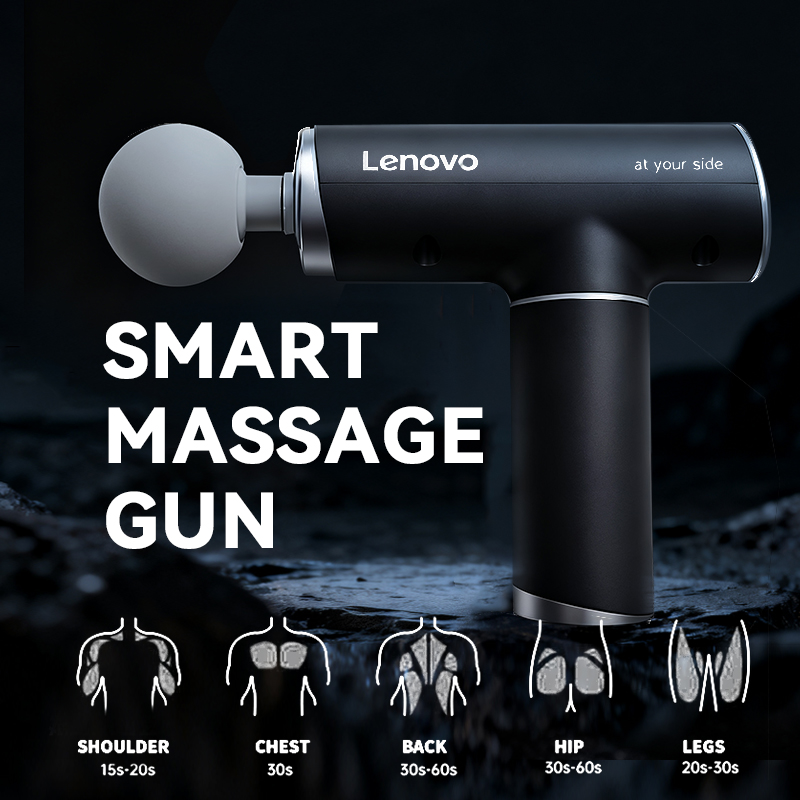 Massage Gun - レノボブランド筋膜リリースガンN2ディープマッサージ、筋肉痛緩和、運動とリラックスに、ポータブル