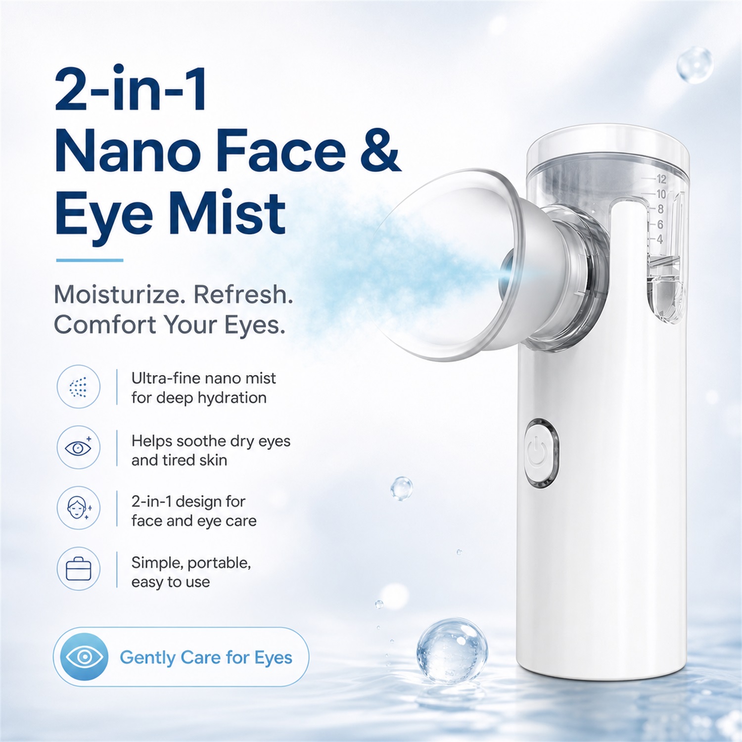 Face Steamer - ナノスプレー式アイマッサージ器、フェイススプレー、加湿器、USB式ネブライザー、フェイススチーマー、保湿美容、健康、スキンケアツール