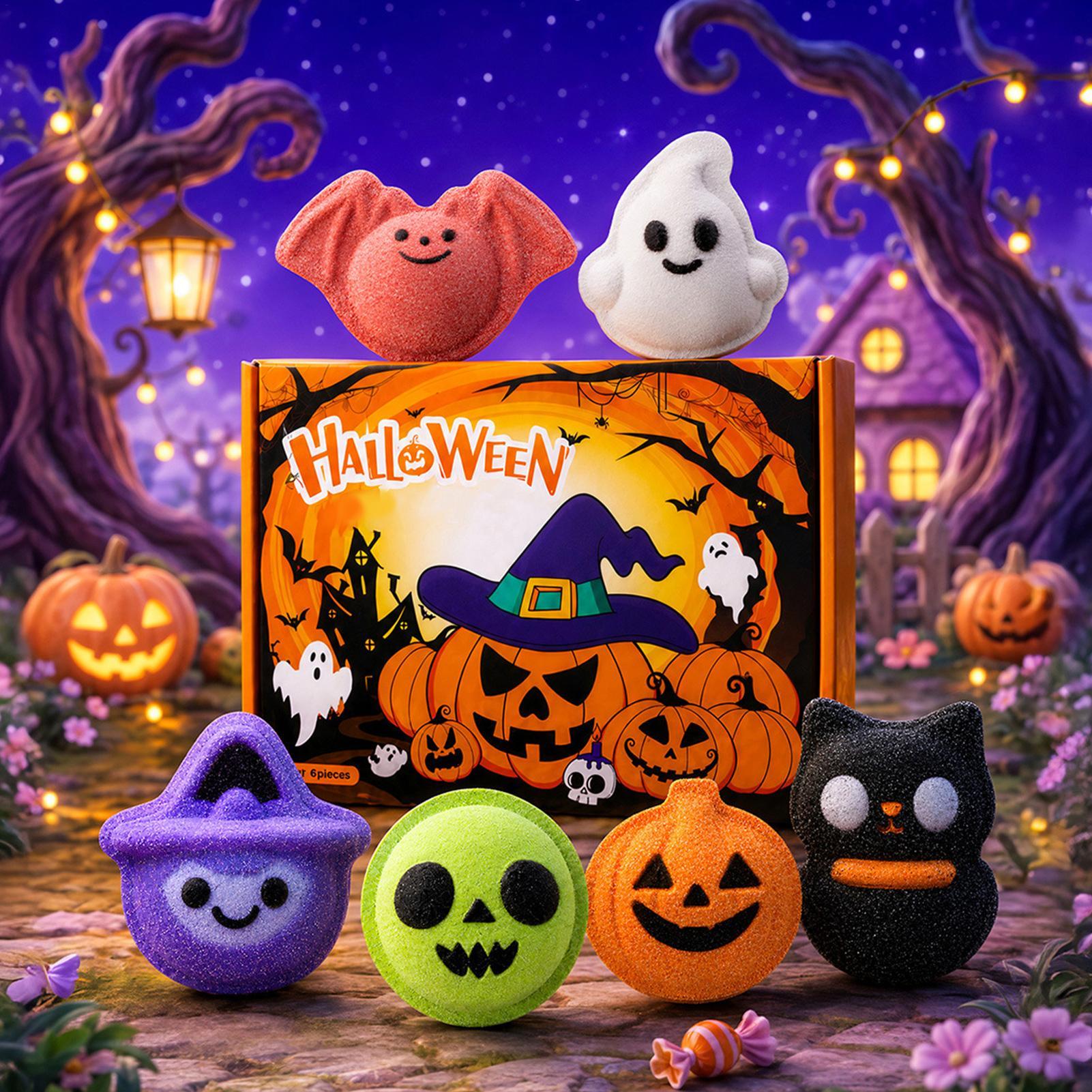 ハロウィーンのバスボールセット、6個入り、奇抜な形、カボチャ - Bath Salts のレビューと価格